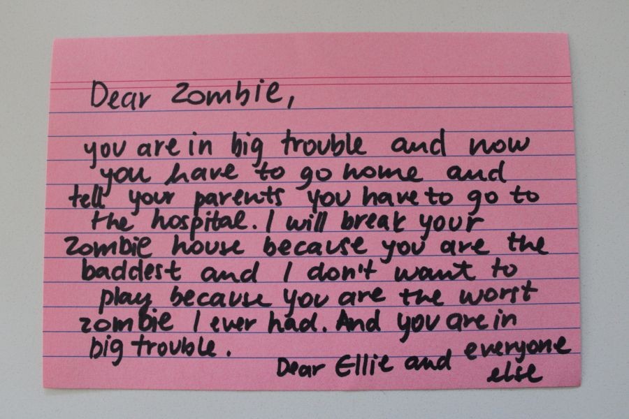 Handwritten letter to the zombie